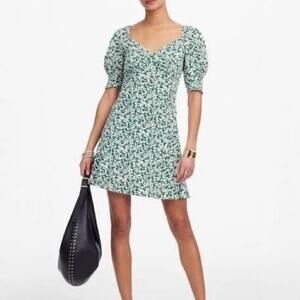 Madewell Green Floral V-neck Dress Size 12 1065